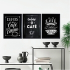Kit 3 Quadros Cantinho Do Café Tipografia Giz 24x18cm - Com V