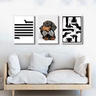 Kit 3 Quadros Cão Raça Dachshund - Salsicha 33x24cm Moldura:m