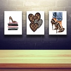 Kit 3 Quadros Closet - Oncinha Fashion 33x24cm Moldura Branca