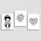 Kit 3 Quadros Coisas Boas Acontecem Aqui 33x24cm Moldura:made