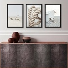 Kit 3 Quadros Coleção Praia Branco E Bege 33x24cm - Com Vidro