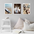 Kit 3 Quadros Coleção Praia - Pranchas Surf 45x34cm - Com Vid