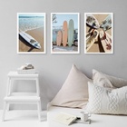 Kit 3 Quadros Coleção Praia Surf - Pranchas 33x24cm - Com Vid