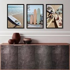 Kit 3 Quadros Coleção Praia Surf - Pranchas 33x24cm Moldura:m