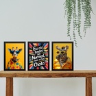 Kit 3 Quadros Coloridos Divertidos E Arrojados 24x18cm Moldur