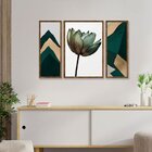 Kit 3 Quadros Com Moldura Decoração Abstrato Flores Sala Quar