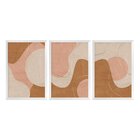 Kit 3 Quadros Com Moldura Sala Abstrato Linhas Moderno