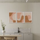 Kit 3 Quadros Com Moldura Sala Abstrato Linhas Moderno