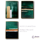Kit 3 Quadros Conjunto Amazônia - Filete Gold 50x70