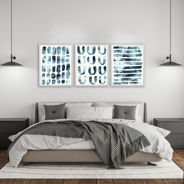 Kit 3 Quadros Conjunto Blue Path 40x50 - Tropical