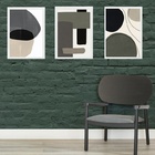 Kit 3 Quadros Contemporâneos Cinza E Preto 45x34cm - Com Vidr