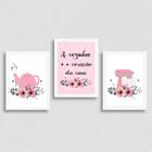 Kit 3 Quadros Cozinha Coração Da Casa Rosa 45x34cm Moldura:ma