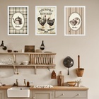 Kit 3 Quadros Cozinha Country Kitchen 45x34cm - Com Vidro Mol