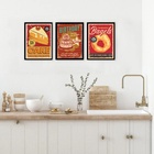 Kit 3 Quadros Cozinha - Doces 24x18cm Moldura Branca