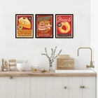 Kit 3 Quadros Cozinha - Doces 45x34cm Moldura Branca