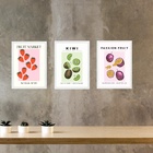 Kit 3 Quadros Cozinha Fruit Market 45x34cm Moldura Preta