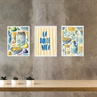 Kit 3 Quadros Cozinha Italiana - La Dolce Vita 24x18cm - Com