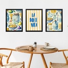 Kit 3 Quadros Cozinha Italiana - La Dolce Vita 24x18cm - Com