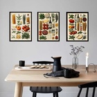 Kit 3 Quadros Cozinha Italiana Vintage - Ingredientes 45x34cm