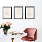 Kit 3 Quadros Cozinha Minimalista Café - Bege E Branco 45x34c