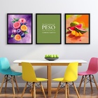 Kit 3 Quadros Cozinha - Mudança De Hábito 24x18cm - Com Vidro