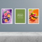 Kit 3 Quadros Cozinha - Mudança De Hábito 24x18cm Moldura Pre