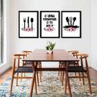 Kit 3 Quadros Cozinha Temperada Com Amor 24x18cm Moldura:made