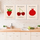 Kit 3 Quadros Cozinha Vermelha - Matisse 24x18cm - Com Vidro