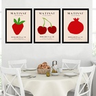 Kit 3 Quadros Cozinha Vermelha - Matisse 33x24cm - Com Vidro