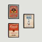 Kit 3 Quadros Cozinha Vintage 24x18cm - Com Vidro Moldura:mad