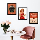 Kit 3 Quadros Cozinha Vintage Vermelha 24x18cm - Com Vidro Mo