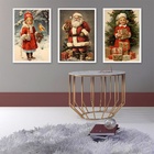 Kit 3 Quadros De Natal Vintage 33x24cm - Com Vidro Moldura Br