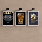 Kit 3 Quadros Decoração Bar Barbearia Beer Boy 45x34cm Moldur