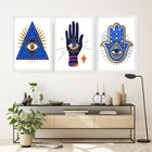 Kit 3 Quadros Decoração Esotérica - Olho Grego 33x24cm - Com