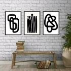 Kit 3 Quadros Decoração Minimalista Branco e preto 24x18cm Mo
