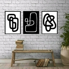 Kit 3 Quadros Decoração Minimalista Preto e branco 45x34cm -
