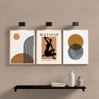 Kit 3 Quadros Decoração Minimalista marrom 33x24cm Moldura:ma
