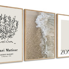 Kit 3 Quadros Decorativo Abstrato Matisse Paisagem Praia Boho