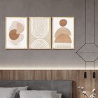 Kit 3 Quadros Decorativo Sala Ambiente Moldura Pinus Geométri