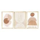 Kit 3 Quadros Decorativo Sala Ambiente Moldura Pinus Geométri