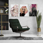 Kit 3 Quadros Decorativos 20x30 Mulheres Rosto Flores Rosas -