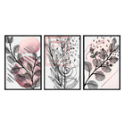 Kit 3 Quadros Decorativos 40x60cm Canvas  Arte Aquarela Moder