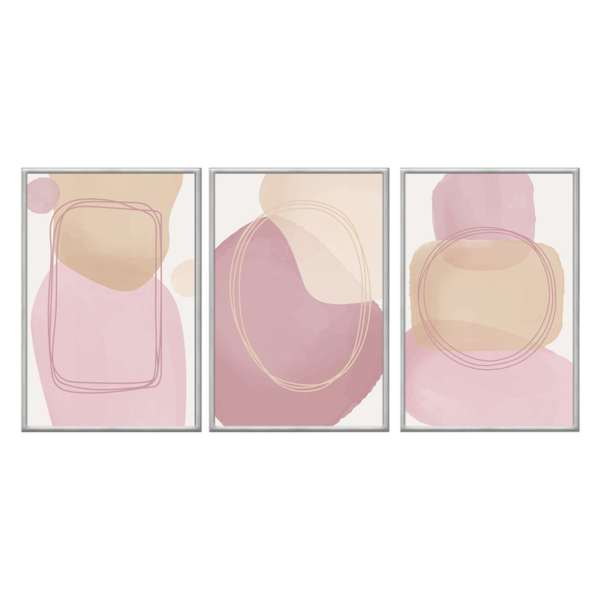 Kit 3 Quadros Decorativos 40x60cm Canvas Abstrato Geometrico