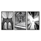 Kit 3 Quadros Decorativos 40x60cm Canvas Arquitetura Preto E