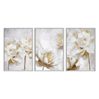 Kit 3 Quadros Decorativos 40x60cm Canvas Flores Brancas Abstr