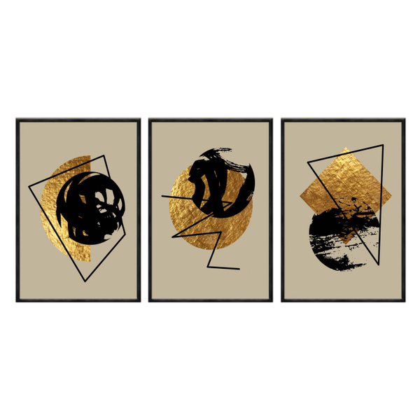 Kit 3 Quadros Decorativos 40x60cm Canvas Formas Geometricas P