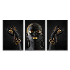 Kit 3 Quadros Decorativos 40x60cm Canvas Mulher Dourada Com J