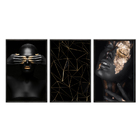Kit 3 Quadros Decorativos 40x60cm Canvas Mulher Dourado Art001