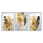 Kit 3 Quadros Decorativos 40x60cm Canvas Penas Douradas E For
