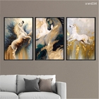 Kit 3 Quadros Decorativos 40x60cm Vidro Animais Pintura Abstr